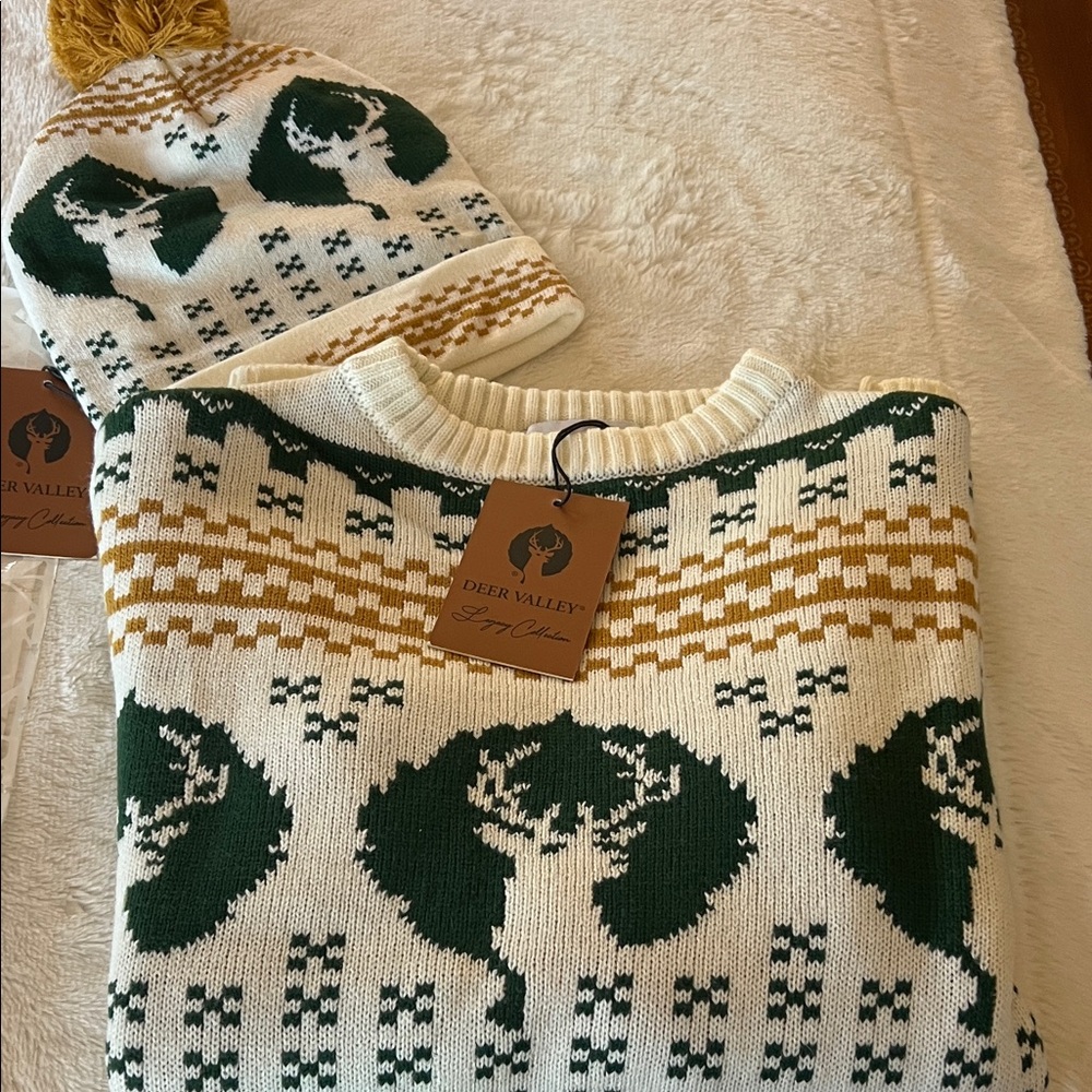 Deer Valley Knit Sweater and Beanie Set